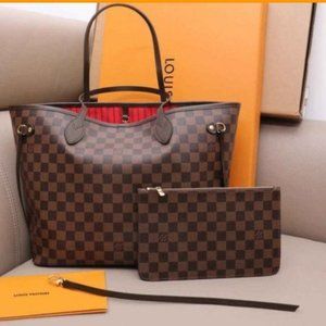 🍓RARE🍓LouisVuitton🍓NEVERFULL Monogram Canvas Bag Red